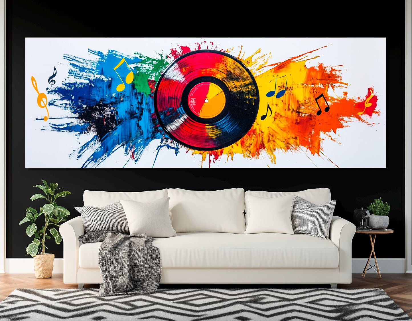Phonograph Record Canvas Abstract Music Wall Art – Framed Canvas Print Ready to Hang