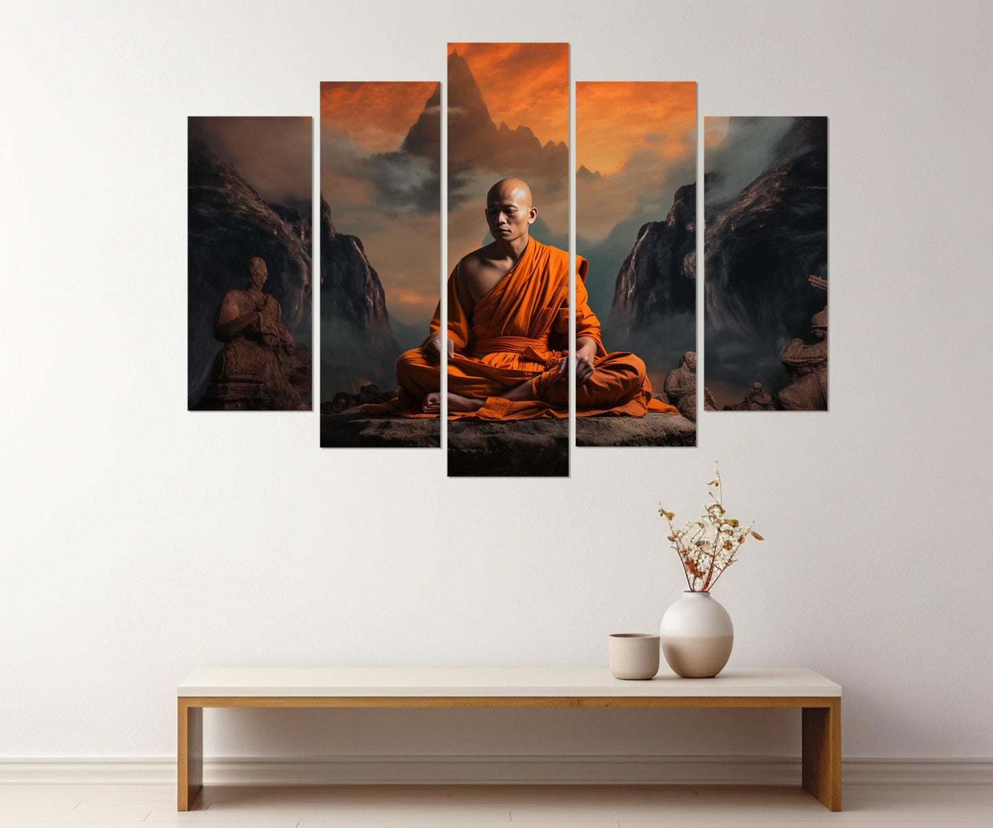 Buddhist Monk Canvas – Meditation Wall Art | Shaolin Wall Art Framed Print