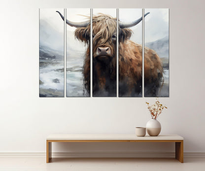 Highland Cow Canvas Print - Abstract Cow Painting | Framed Wall Art Ready to Hang