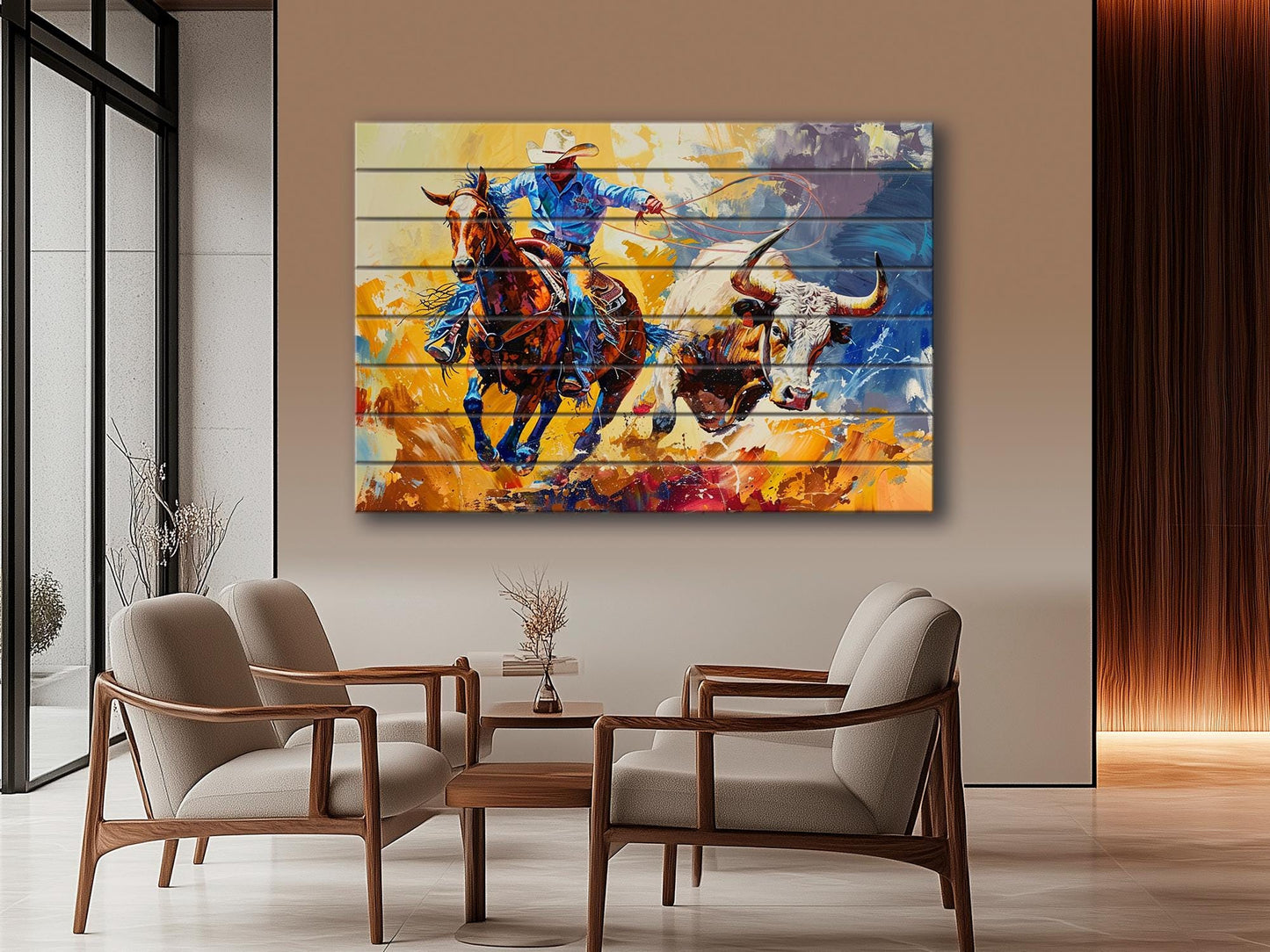 Cowboy Wood Wall Art – Rustic Farmhouse Decor | Wooden Wall Art Plank Print
