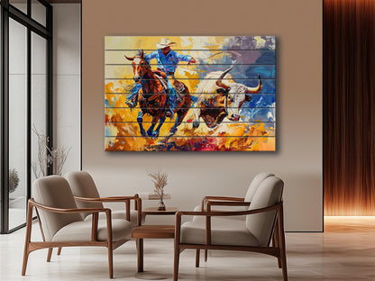 Cowboy Wood Wall Art – Rustic Farmhouse Decor | Wooden Wall Art Plank Print