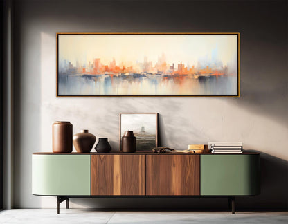 Abstract City Painting | Framed Canvas Print - City Skyline Art Ready to Hang