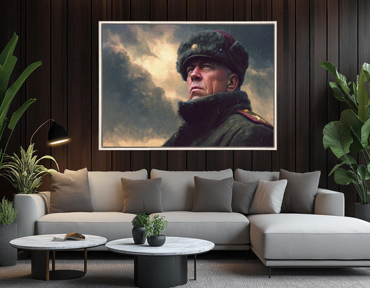 Georgy Zhukov Canvas Print – Framed Floating Frame | Museum Style WW2 Wall Art