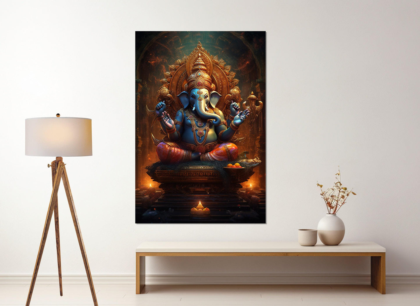 Lord Ganesha Canvas Print - Hindu God Painting | Gallery Wrapped Cotton Canvas Art
