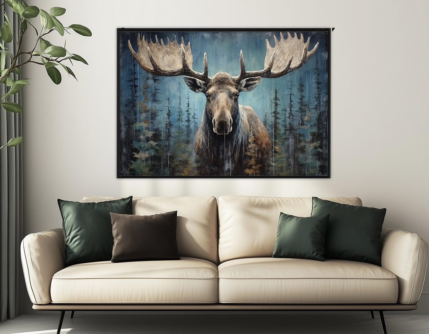 Rustic Moose Canvas Print – Framed Canvas Print | Ready to Hang Moose Wall Art