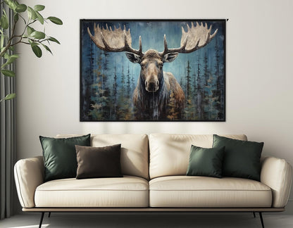 Rustic Moose Canvas Print – Framed Canvas Print | Ready to Hang Moose Wall Art