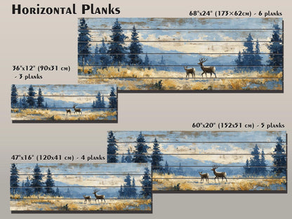 Deer Wood Art – Rustic Cabin Decor | Handcrafted Natural Wood Print with Meadow Deer Painting