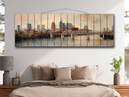 Salt Lake City Wood Print – Panoramic Cityscape on Distressed Rustic Wood Art