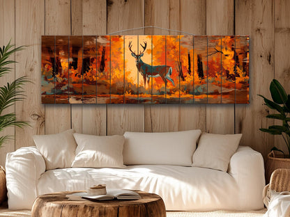 Deer Wall Art - Rustic Wood Print | Autumn Deer Print on Wood | Cabin Decor