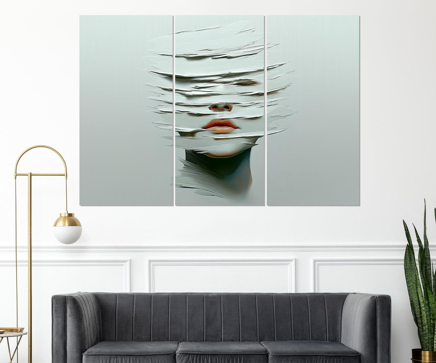 Expressionist Canvas Print – Woman Face Painting on Ocean Waves, Ready to Hang