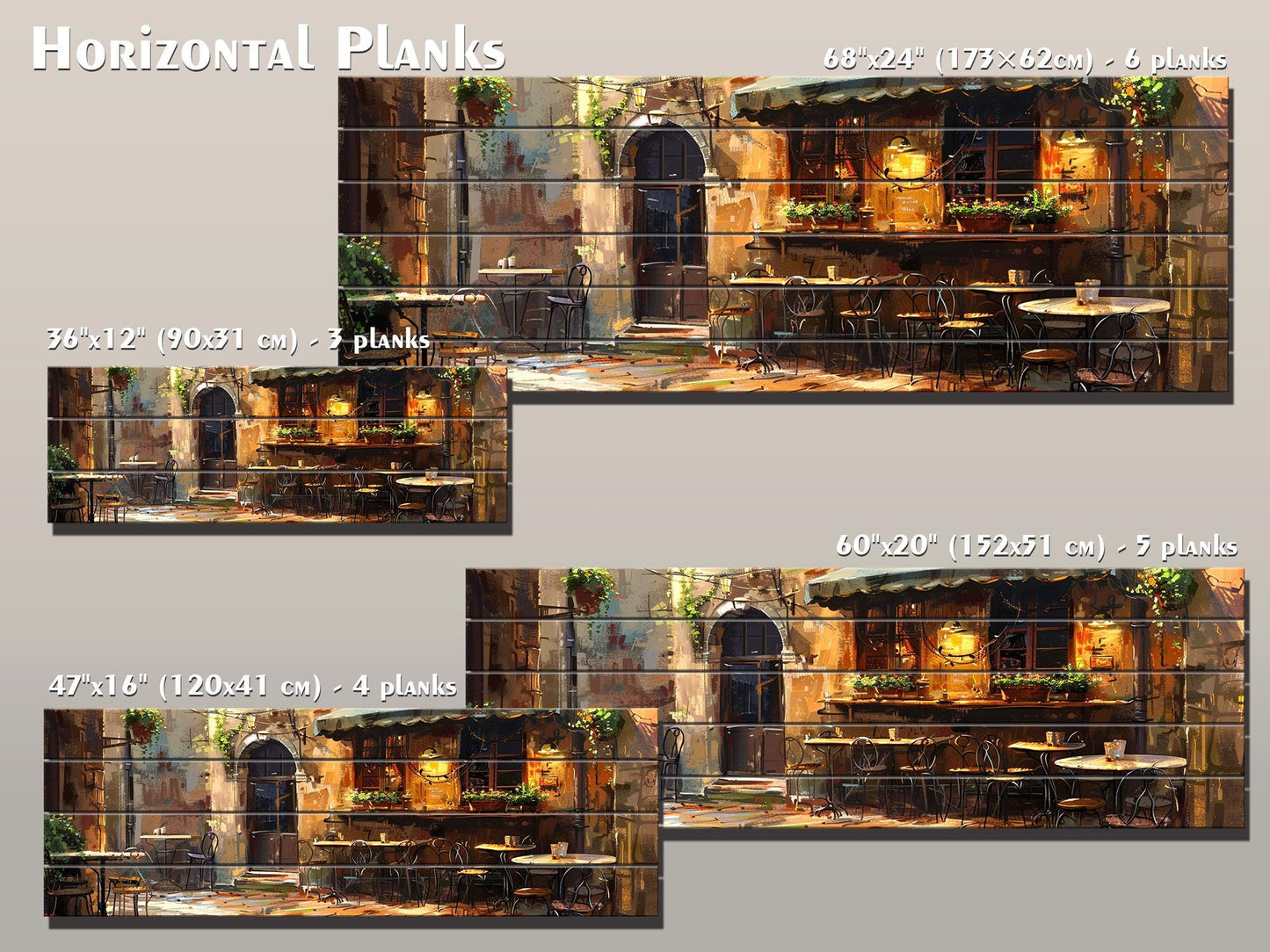 Italian Bistro Wall Art – Rustic Wood Plank Art | Scenic Italy Wood Print