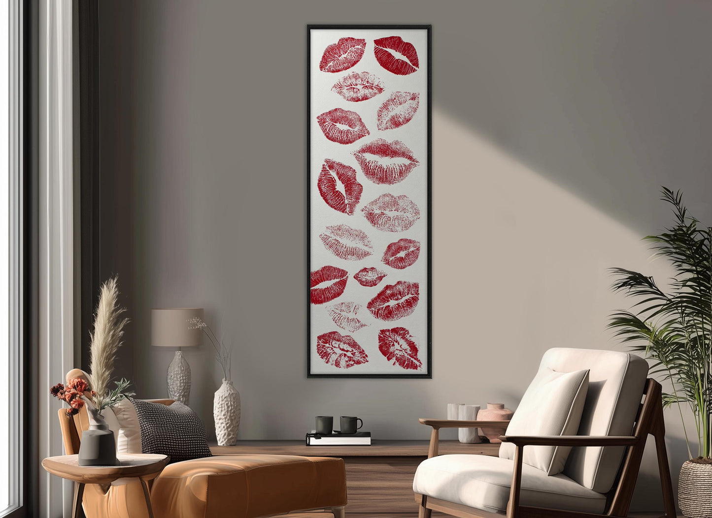 Red Lip Prints Canvas – Romantic Kiss Art | Modern Wall Decor | Ready to Hang