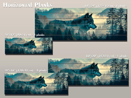 Wolf Wood Wall Art – Howling Wolf On Moon | Natural Wood Art Print