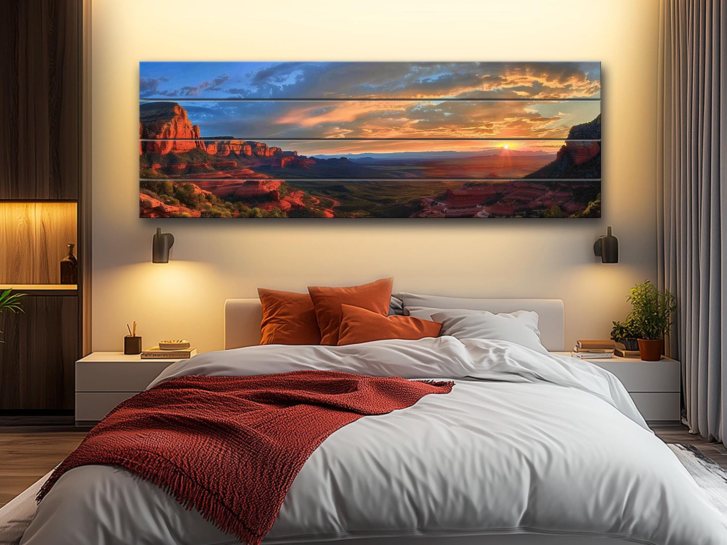 Red Rocks Wood Print – Arizona Wall Art | Rustic Desert Landscape Decor on Natural Wood