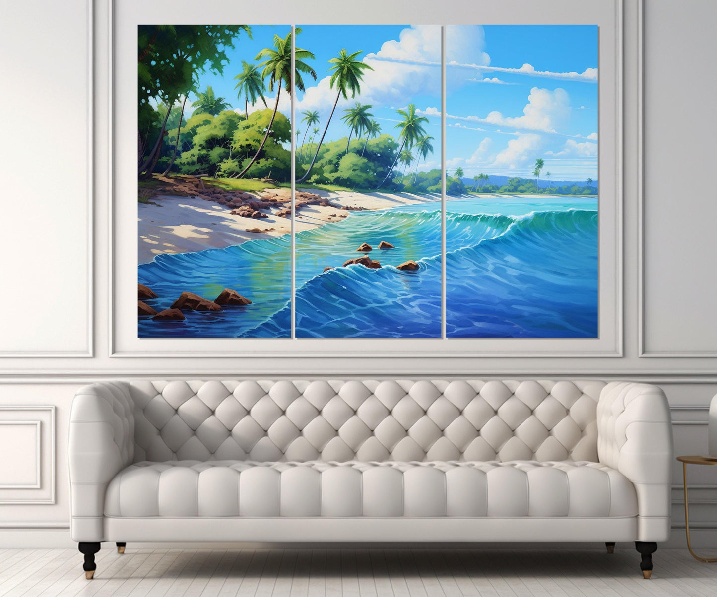 Beach Canvas Print - Tropical Coast Painting | Framed Canvas Print Ready to Hang
