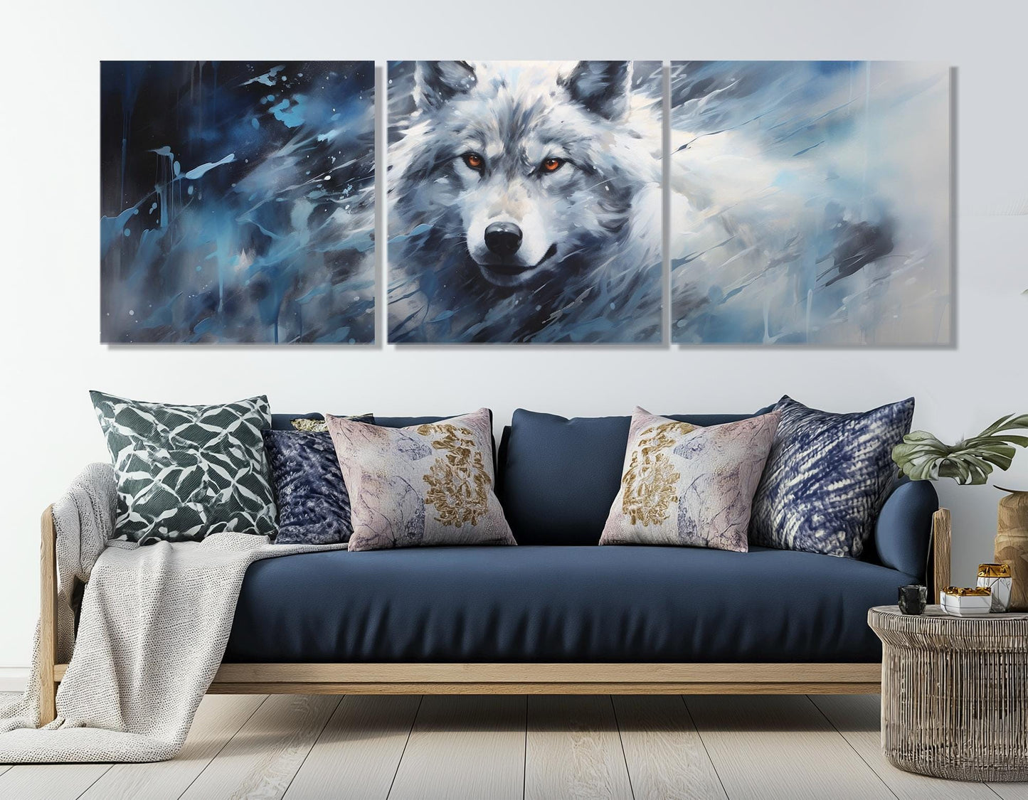 Majestic Wolf Canvas Print – Large Framed Wolf Artwork | Soft Tones Poster