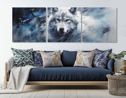 Majestic Wolf Canvas Print – Large Framed Wolf Artwork | Soft Tones Poster