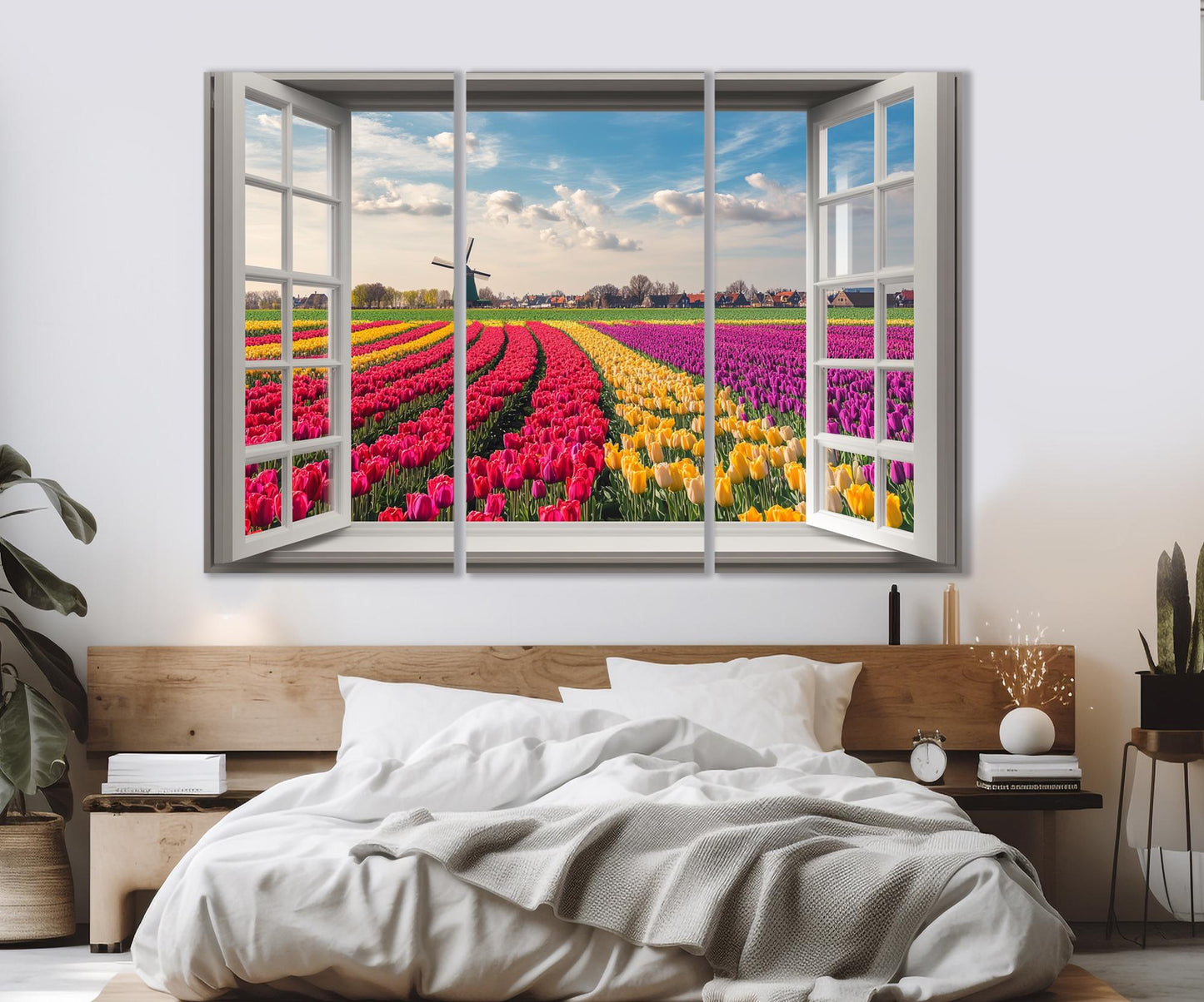 Tulip Field Canvas Print – Open Window Wall Art | Floral Wall Art, Framed & Ready to Hang
