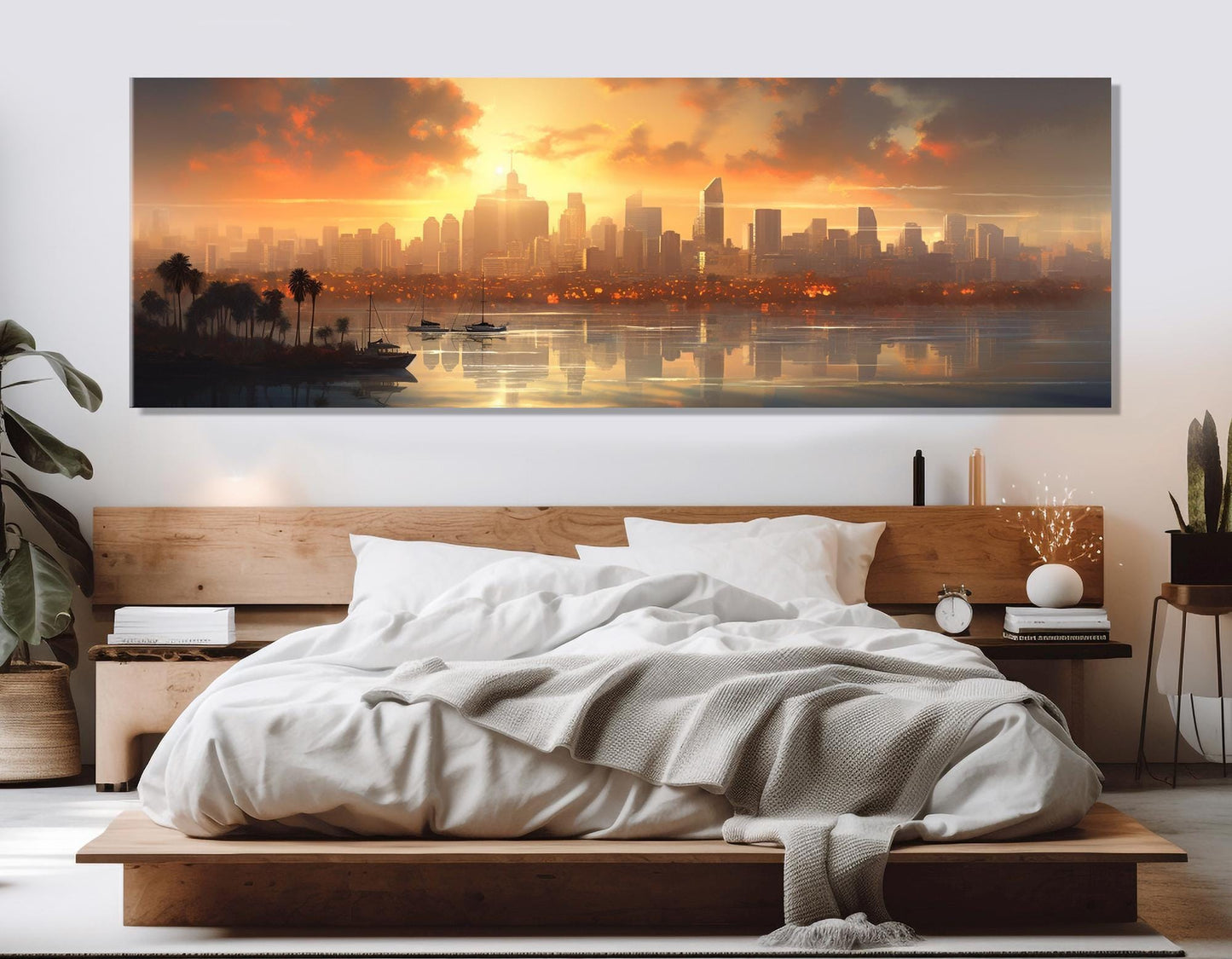 San Diego Sunset Canvas - Framed Cotton Canvas Artwork | Abstract Cityscape Print