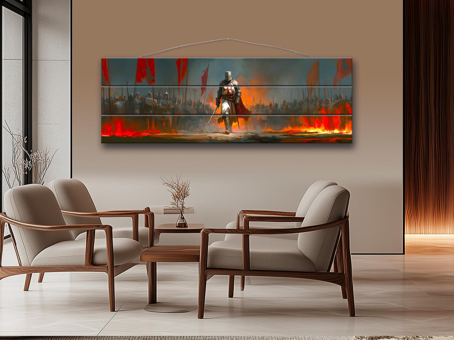 Richard Lionheart Crusader Battle Print on Wood