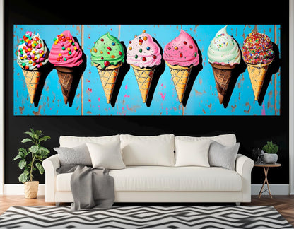 Abstract Ice Cream Canvas – Framed Canvas Print | Ready to Hang Kitchen Wall Decor