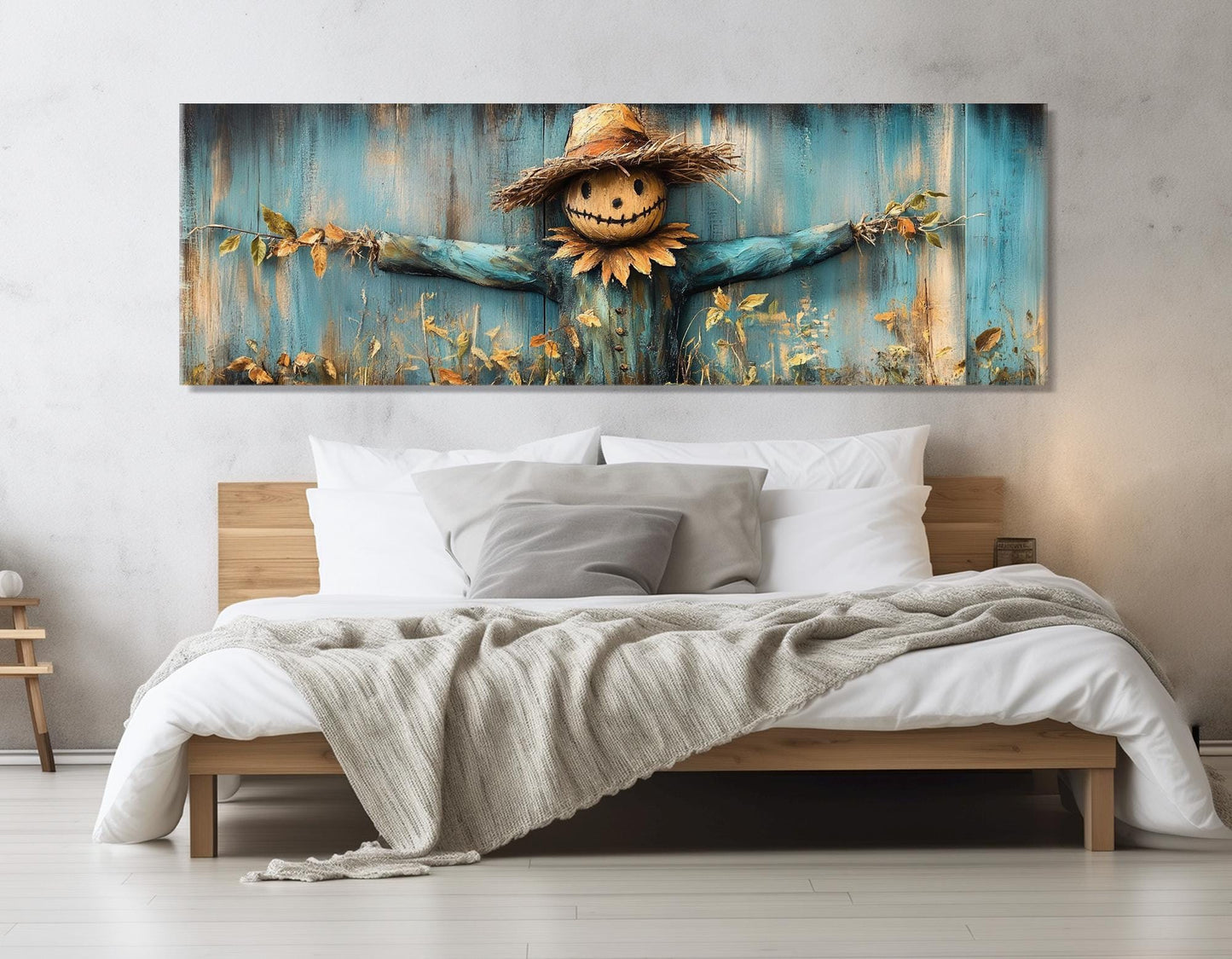 Rustic Farmhouse Wall Art - Scarecrow Canvas Print | Framed & Ready to Hang
