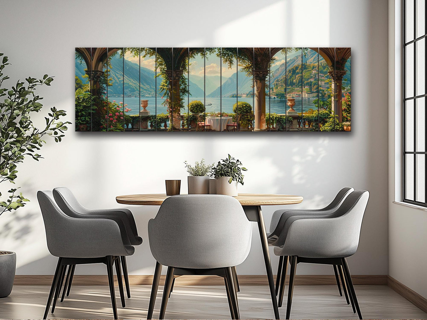 Lake Como Wood Print – Natural Wood Art Landscape Wall Decor On Planks