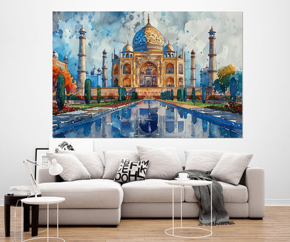 Taj Mahal Canvas Print - Abstract Indian Wall Art | Large Framed Cotton Canvas