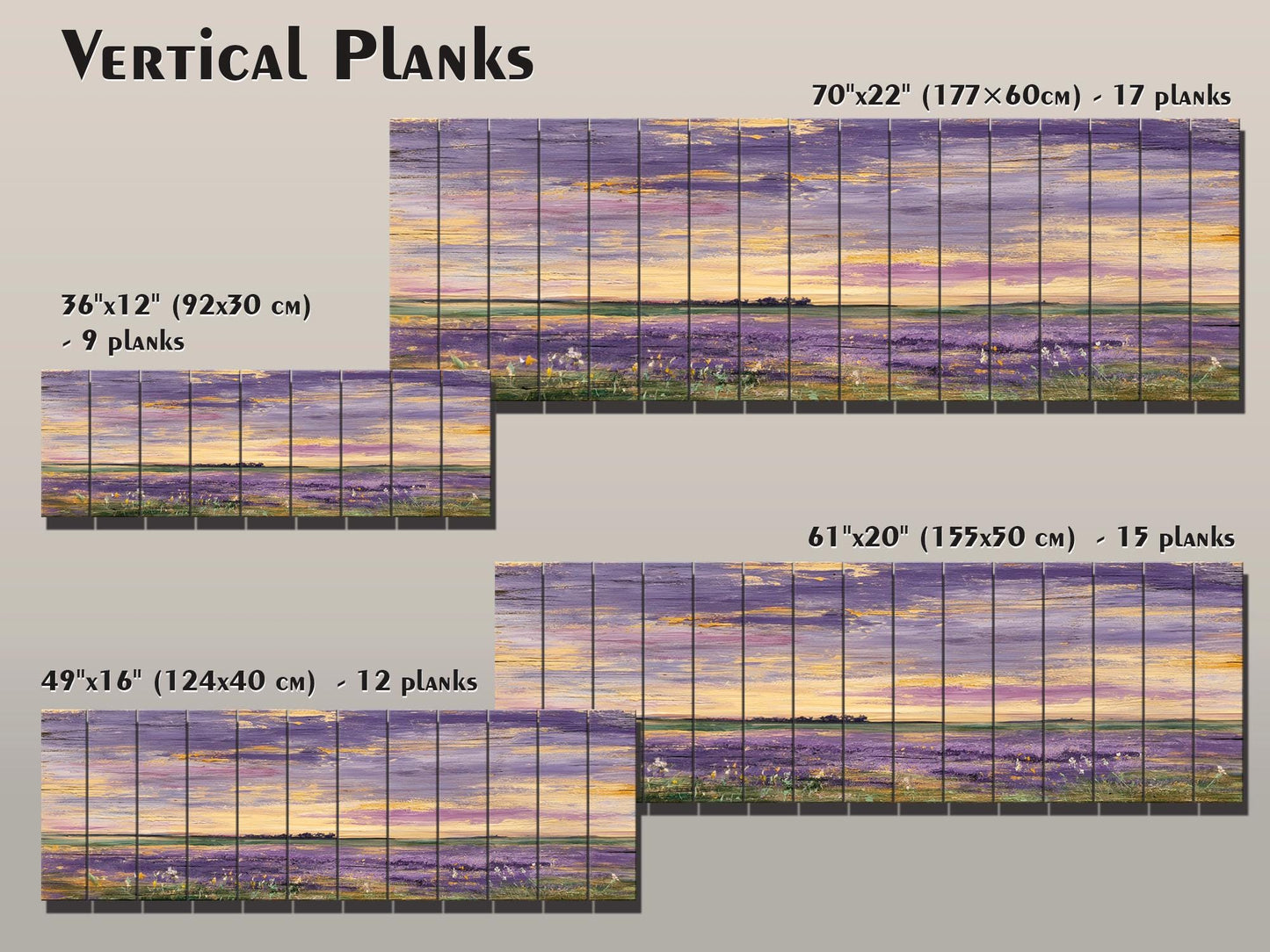 Wood Wall Art – Dreamy Lavender Field Print | Rustic Cabin Decor & Natural Wood Plank Artwork