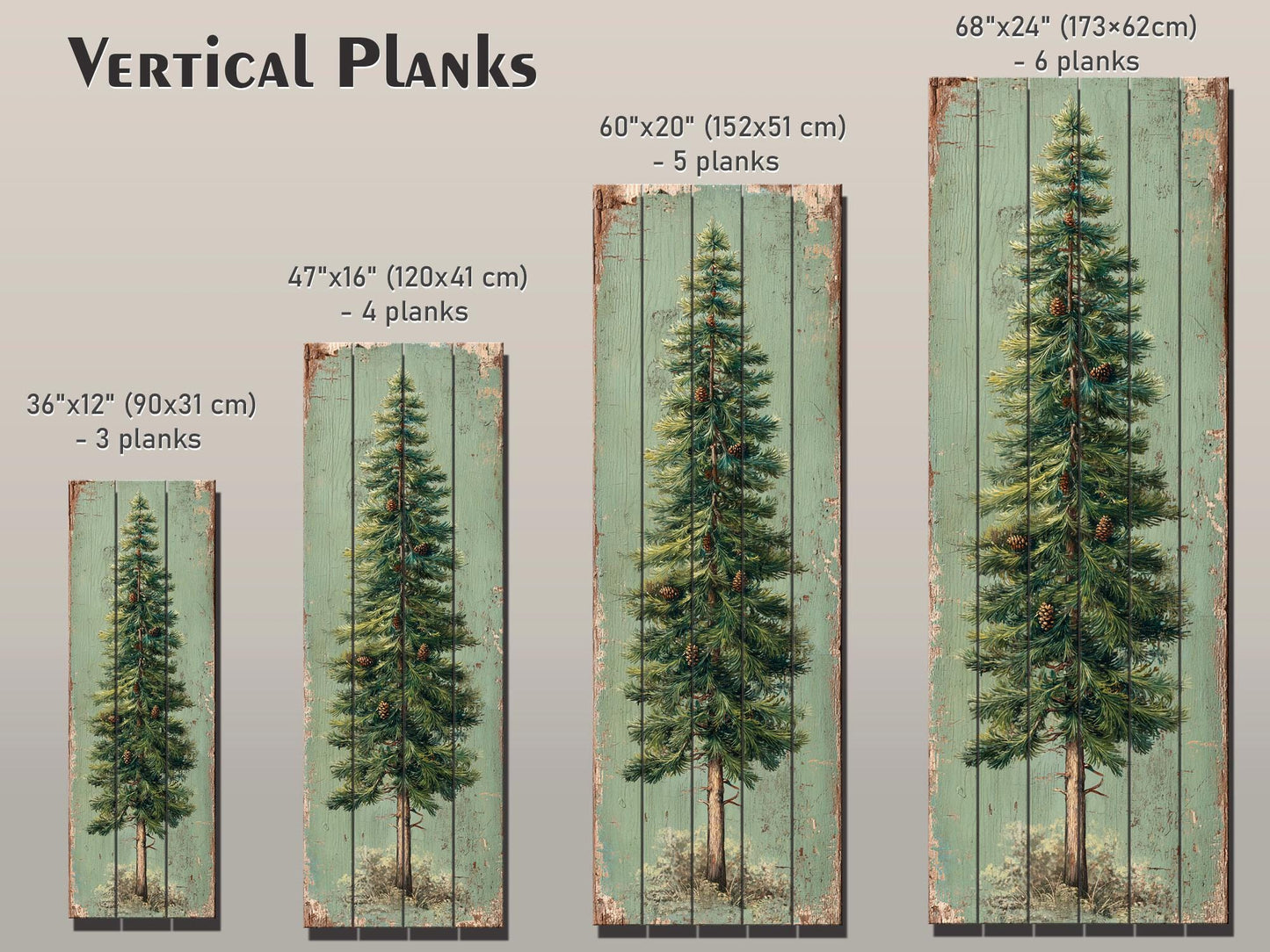 Rustic Wood Wall Art - Stylized Pine Tree Wall Print | Cozy Cabin Decor