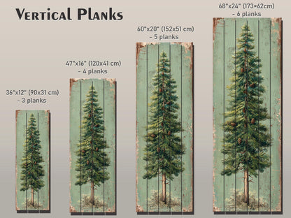 Rustic Wood Wall Art - Stylized Pine Tree Wall Print | Cozy Cabin Decor