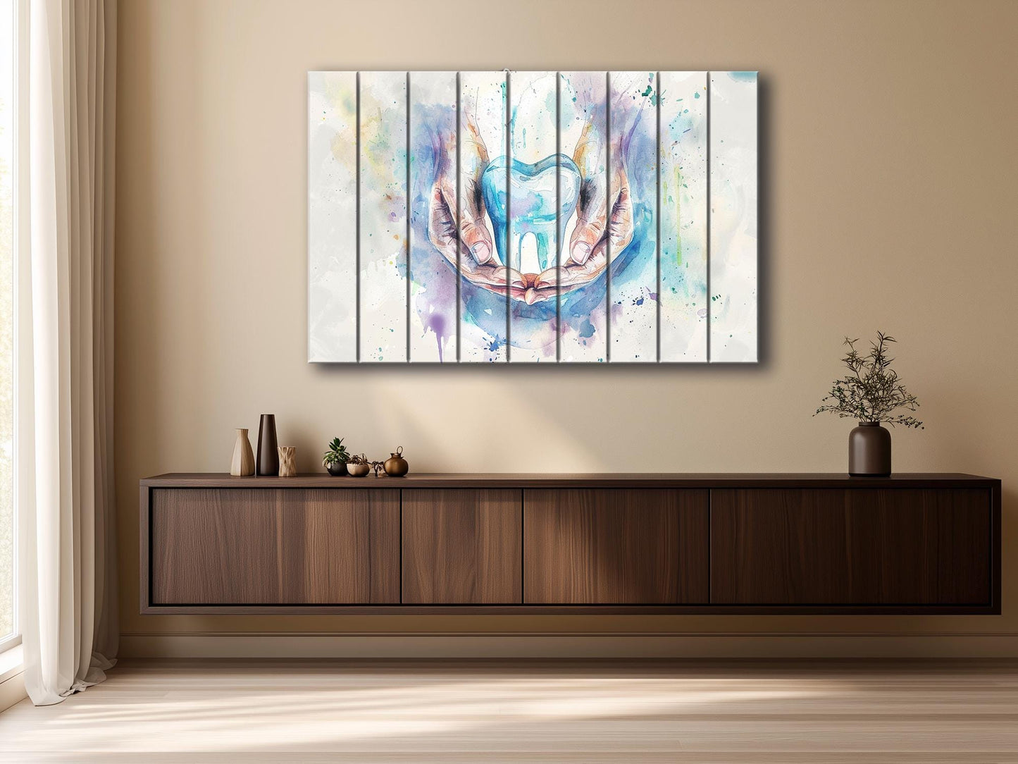 Dentistry Wall Art Printed on Natural Wood, Dentist Gift, Tooth Print, Dentist Office Decor, Stomatology Wall Art, Wood Wall Art