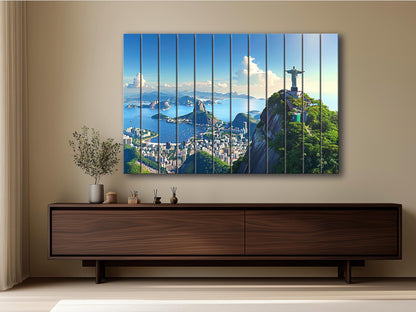 Rio De Janeiro Wall Art - Rustic Wood Plank Artwork Featuring Christ the Redeemer