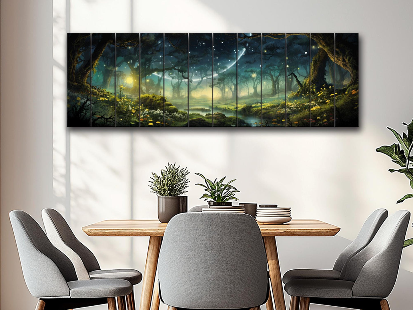 Fantasy Forest Print On Natural Wood