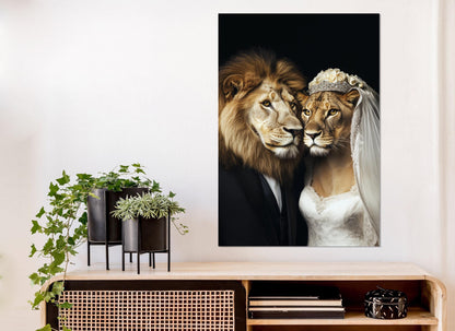 Newlyweds Canvas Print – Lion Couple Poster | Framed Canvas Art, Ready to Hang