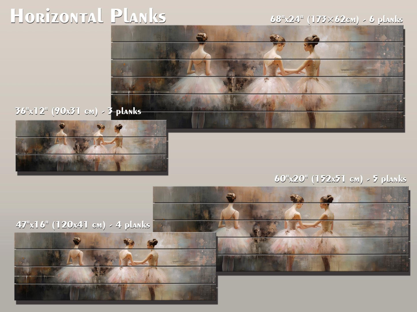 Wood Wall Art - Expressive Ballerina Print on Wood | Handcrafted Ballet Art Decor