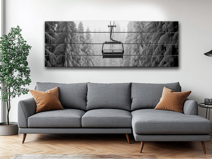 Ski Lift Wall Art – Large Wooden Wall Decor with Natural Wood Print & Rustic Mountain Cabin