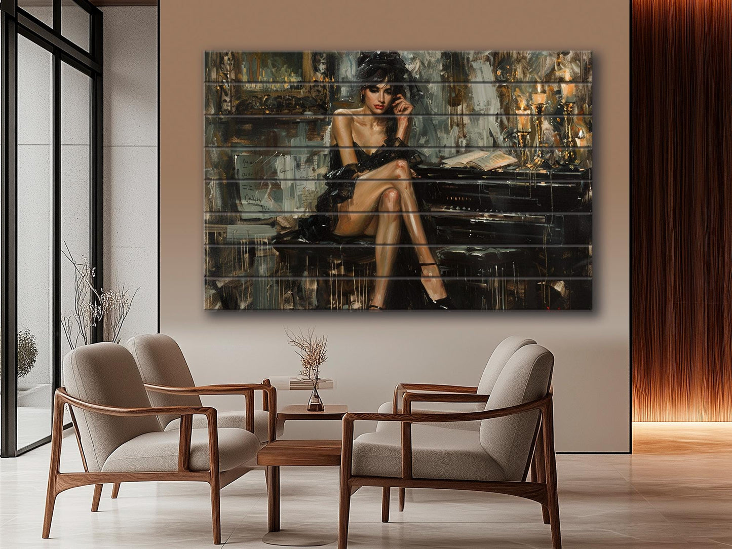 Wood Wall Art - Sexy Woman Poster in Boldini Style | Natural Wood Print, Ready to Hang Decor