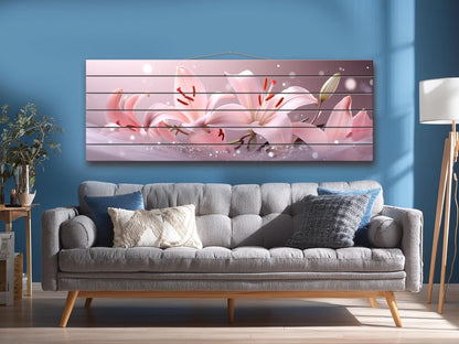 Pink Lily Wall Art Print on Wood