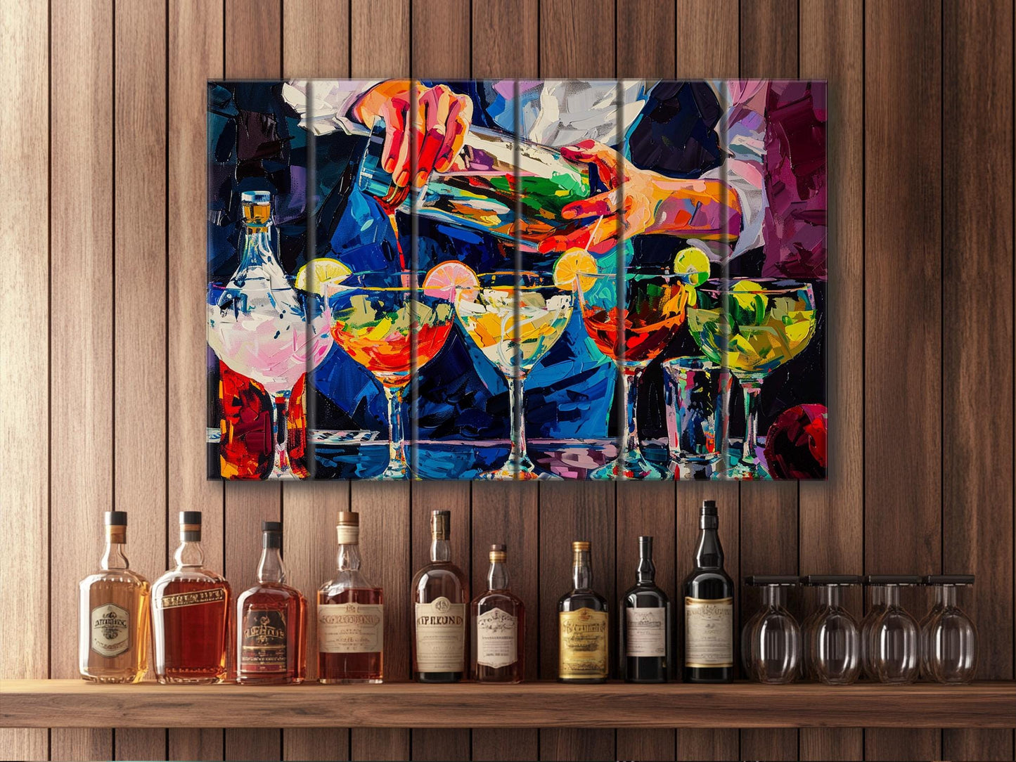 Cocktails Print on Wood, Barman Gift, Cocktail Bar Wall Decor, Cocktails Poster, Party Cocktails Wall Art, Bartender Gift, Wood Wall Art