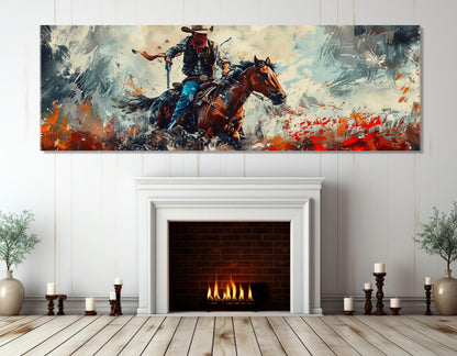 Wild West Wall Art – Cowboy Canvas Print | Retro Western Painting, Framed Canvas Art