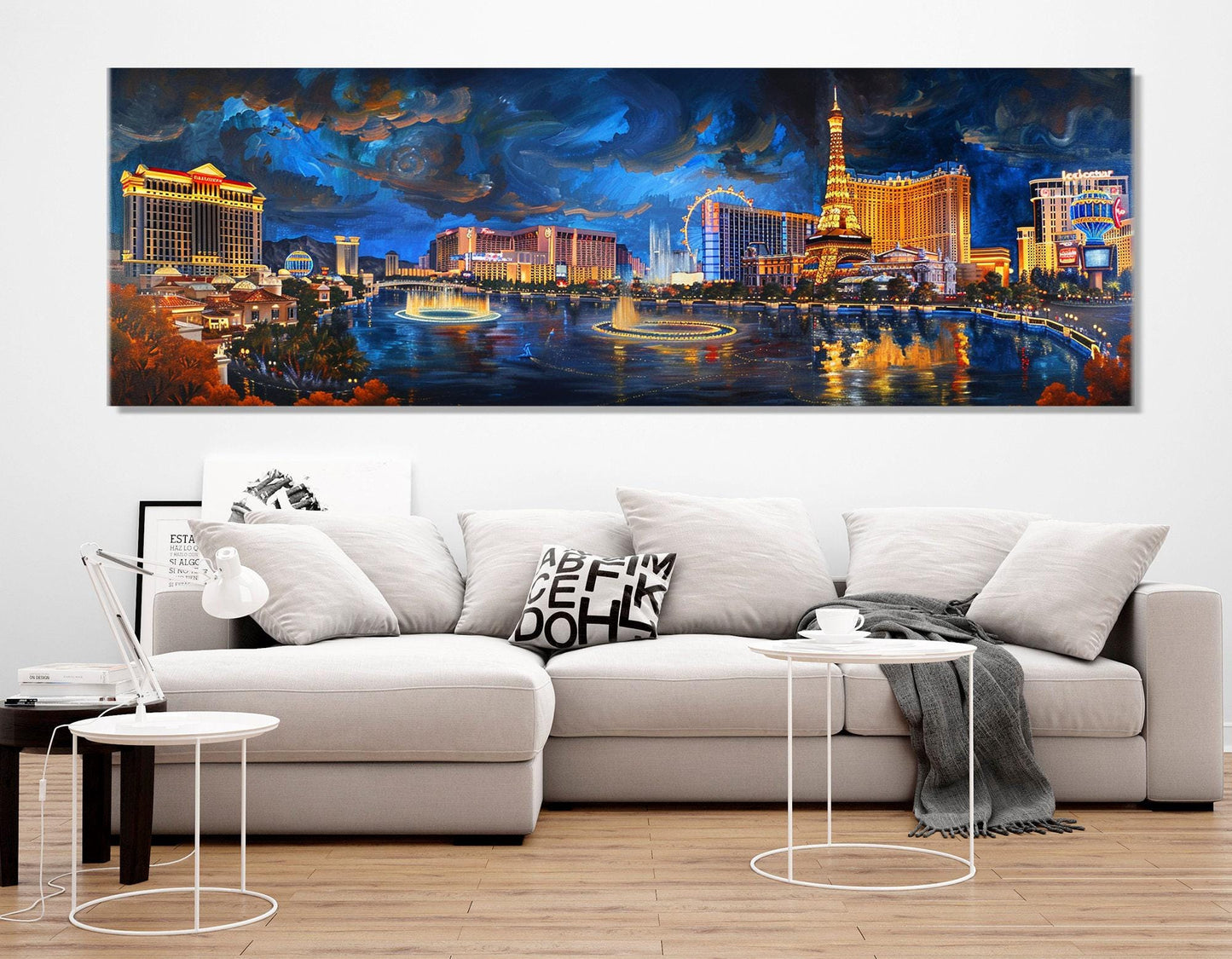 Las Vegas Canvas Print – Gallery Wrapped Cotton Canvas With Night Las Vegas Panorama Art