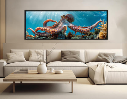 Octopus Canvas Print - Large Octopus Poster | Colorful Coral Reefs Wall Art