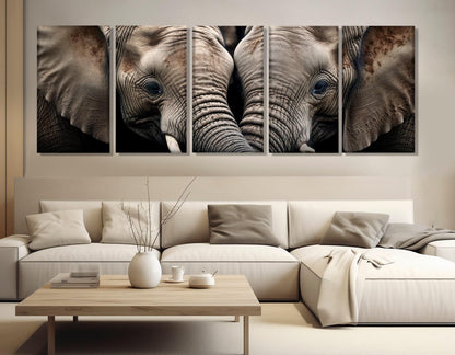 Romantic Elephants Canvas - Large Framed Wall Art for Bedroom Decor
