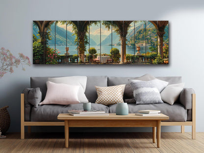 Lake Como Wood Print – Natural Wood Art Landscape Wall Decor On Planks