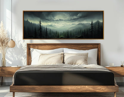 Mystical Mountain Forest Canvas - Large Framed Gallery Wrapped Canvas Print | Ready to Hang