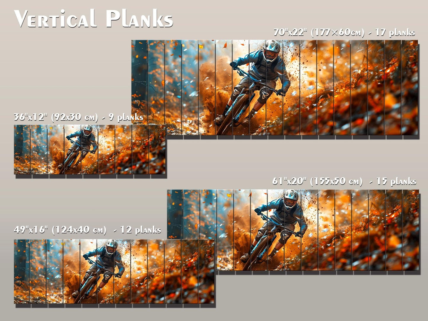 Mountain Biker Print – Natural Wood Wall Art | Outdoor Sports Decor
