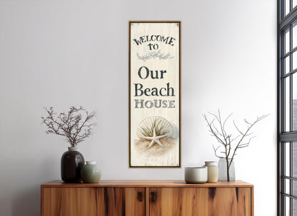 Beach House Wall Decor – Welcome Beach House Sign on Durable Cotton Canvas, Ready to Hang