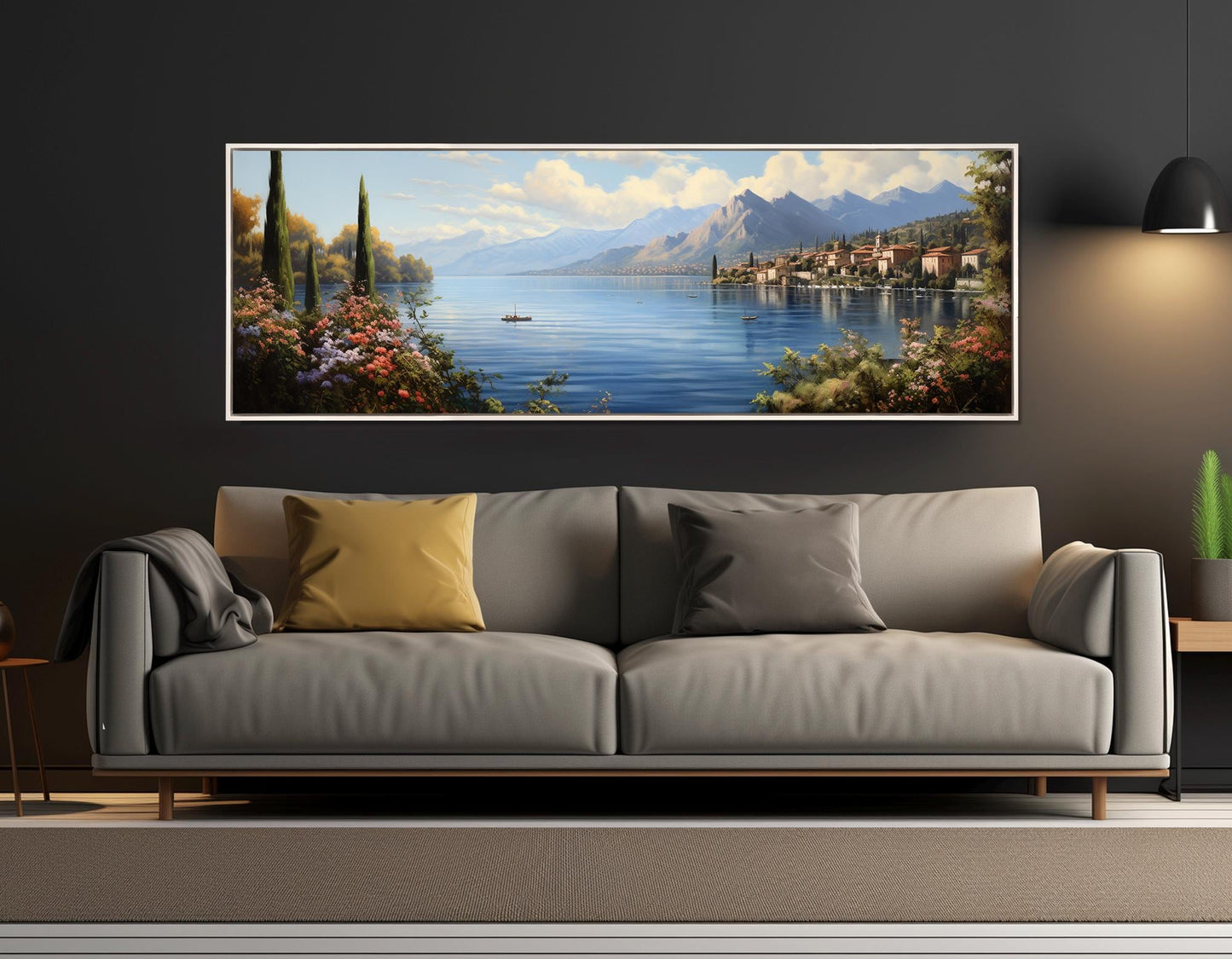 Lake Iseo Canvas Print – Panoramic Italian Lake Art | Framed & Ready to Hang