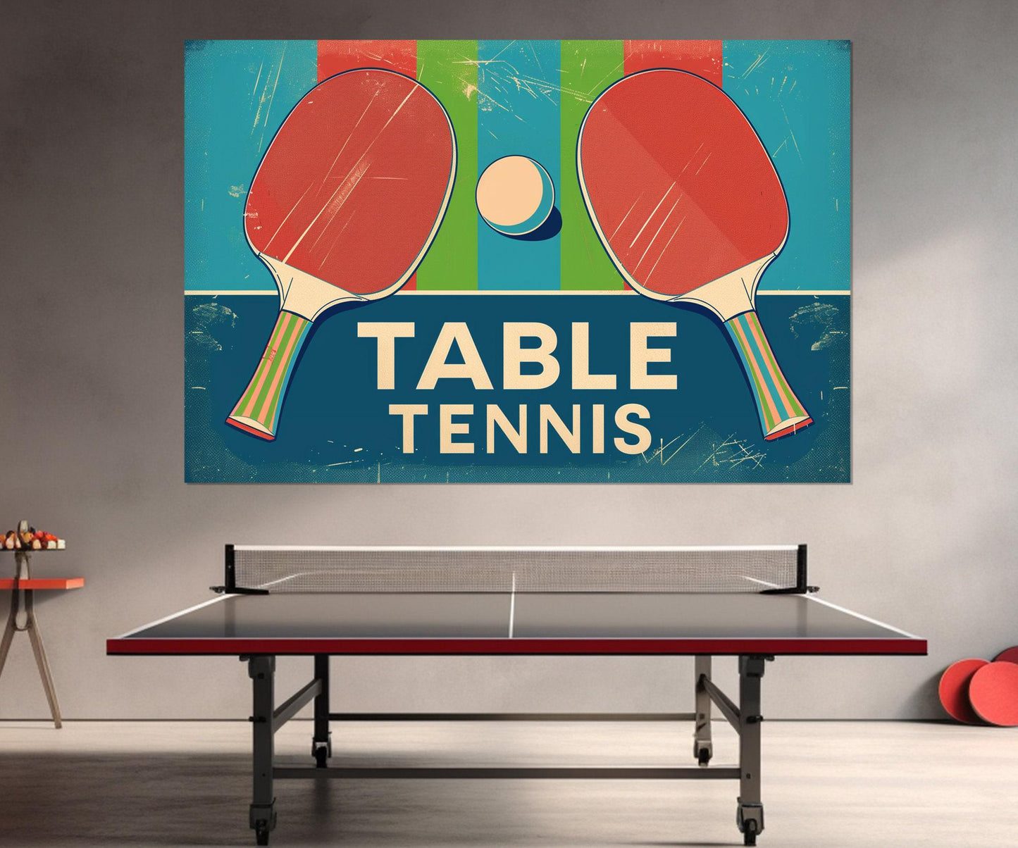 Vintage Table Tennis Art - Framed Ping Pong Painting | Player & Coach Gift Canvas Print
